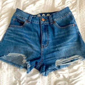 High waisted denim shorts size 25 by Rewash
